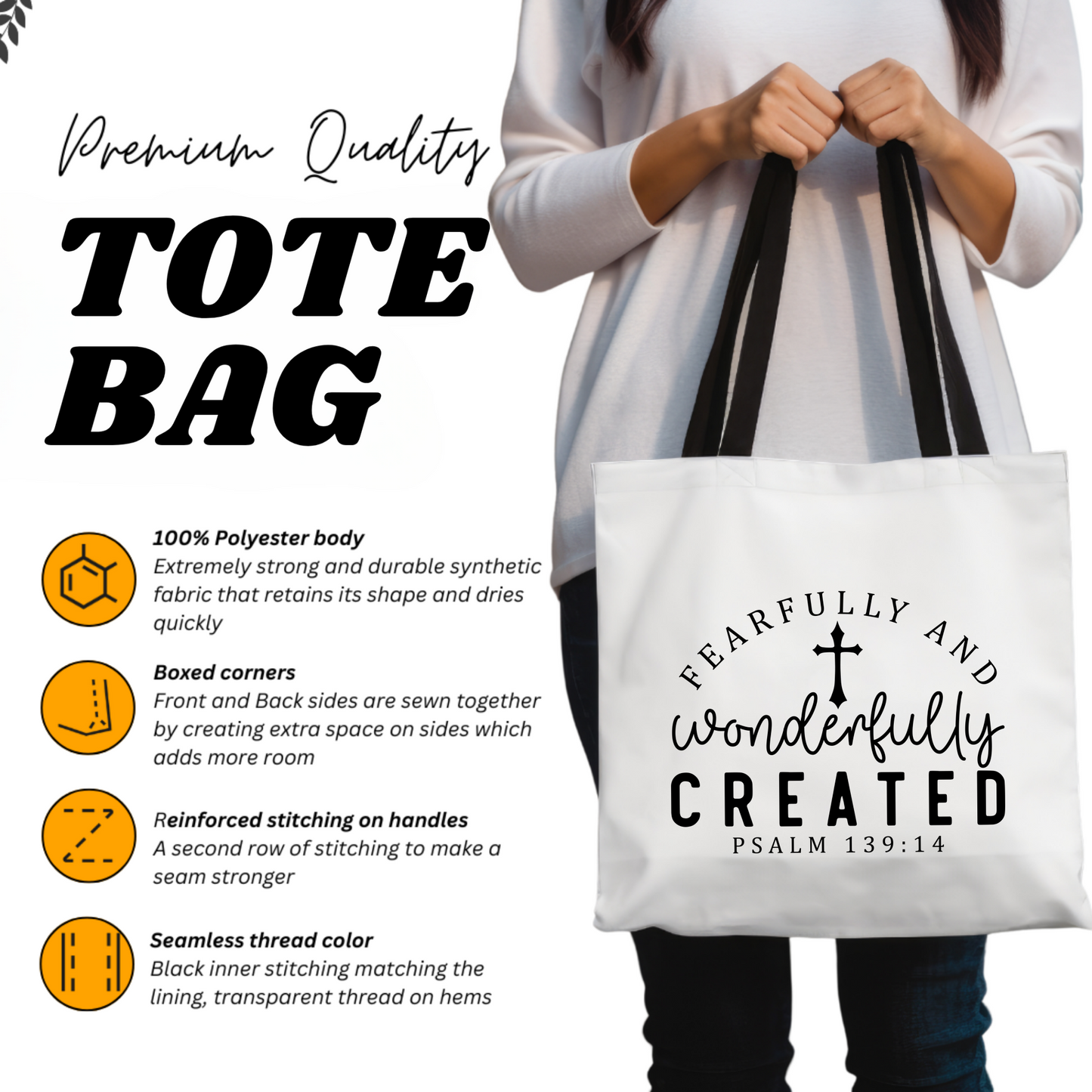 Scripture Gift, Christian Tote Bag, Church Bag, Everyday Cute Tote Bag, Reusable Bag Gift for Christian Mom Sister Friend, Religious Gift