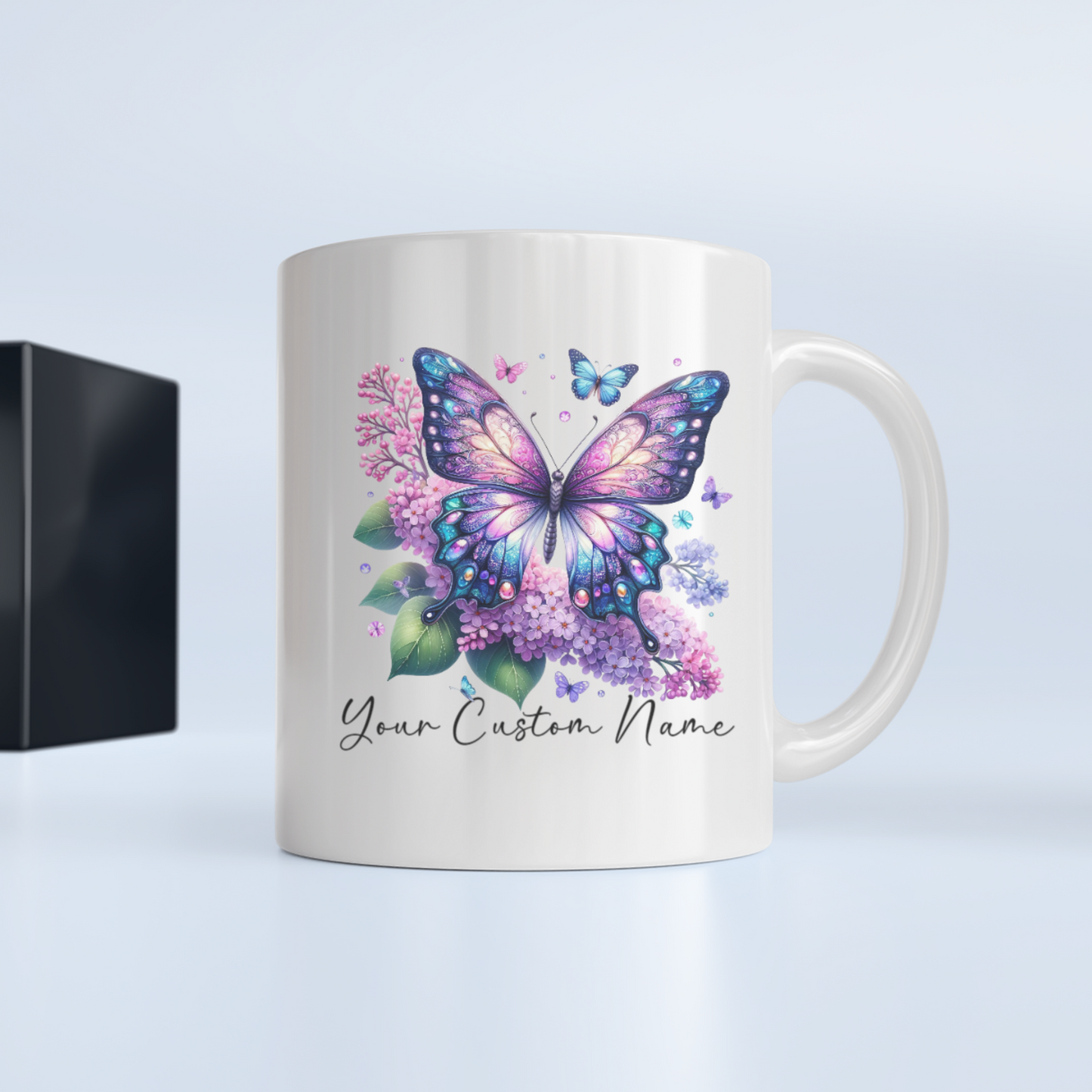 Personalized Lilac Butterfly Mug – Custom 11oz Butterfly Design – Perfect for Women – Microwave & Dishwasher Safe – Multiple Colors