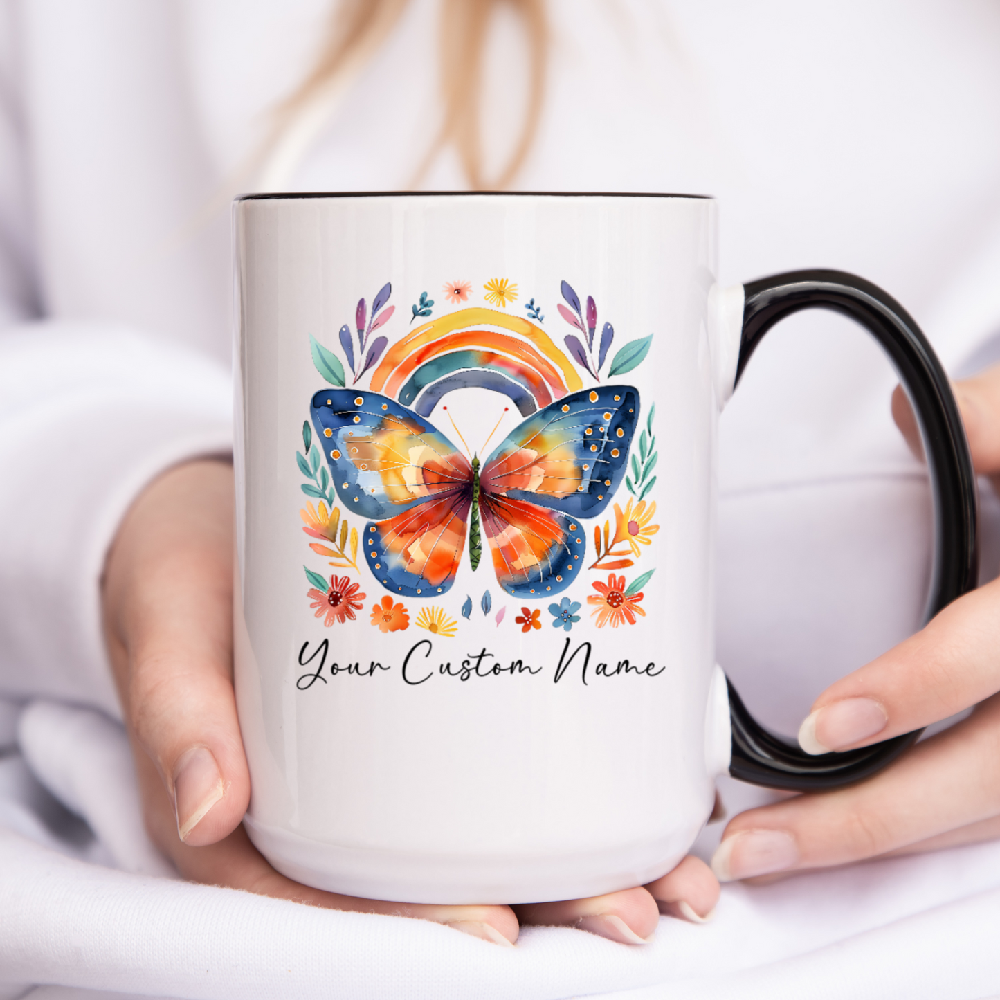 Personalized Butterfly Coffee Cup, Butterfly Mug, Custom Name Coffee Mug, Butterfly Lover Gifts, Boho Mug