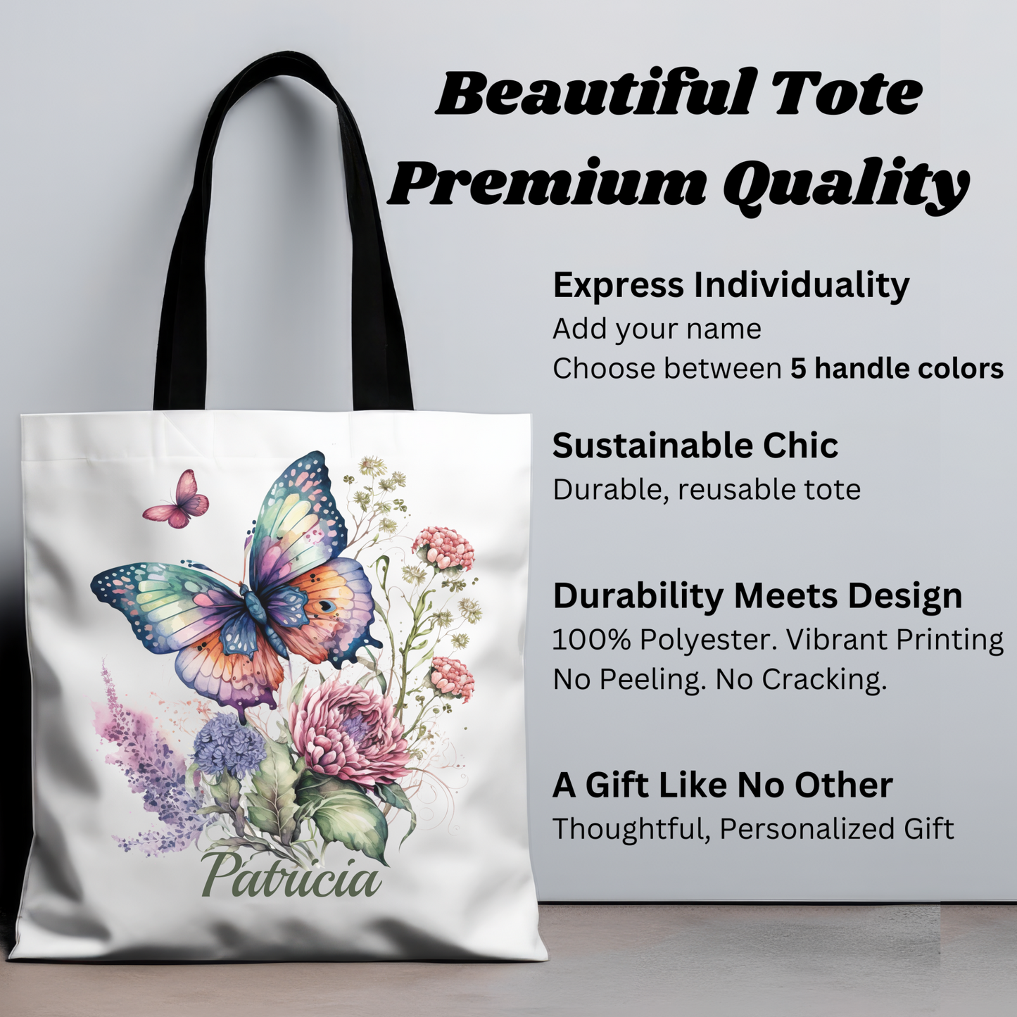 Butterfly Gifts for Women, Butterfly Tote Bag, Custom Totebag Gift for Mom Bridesmaids, Best Friend, Butterfly Lover Gifts