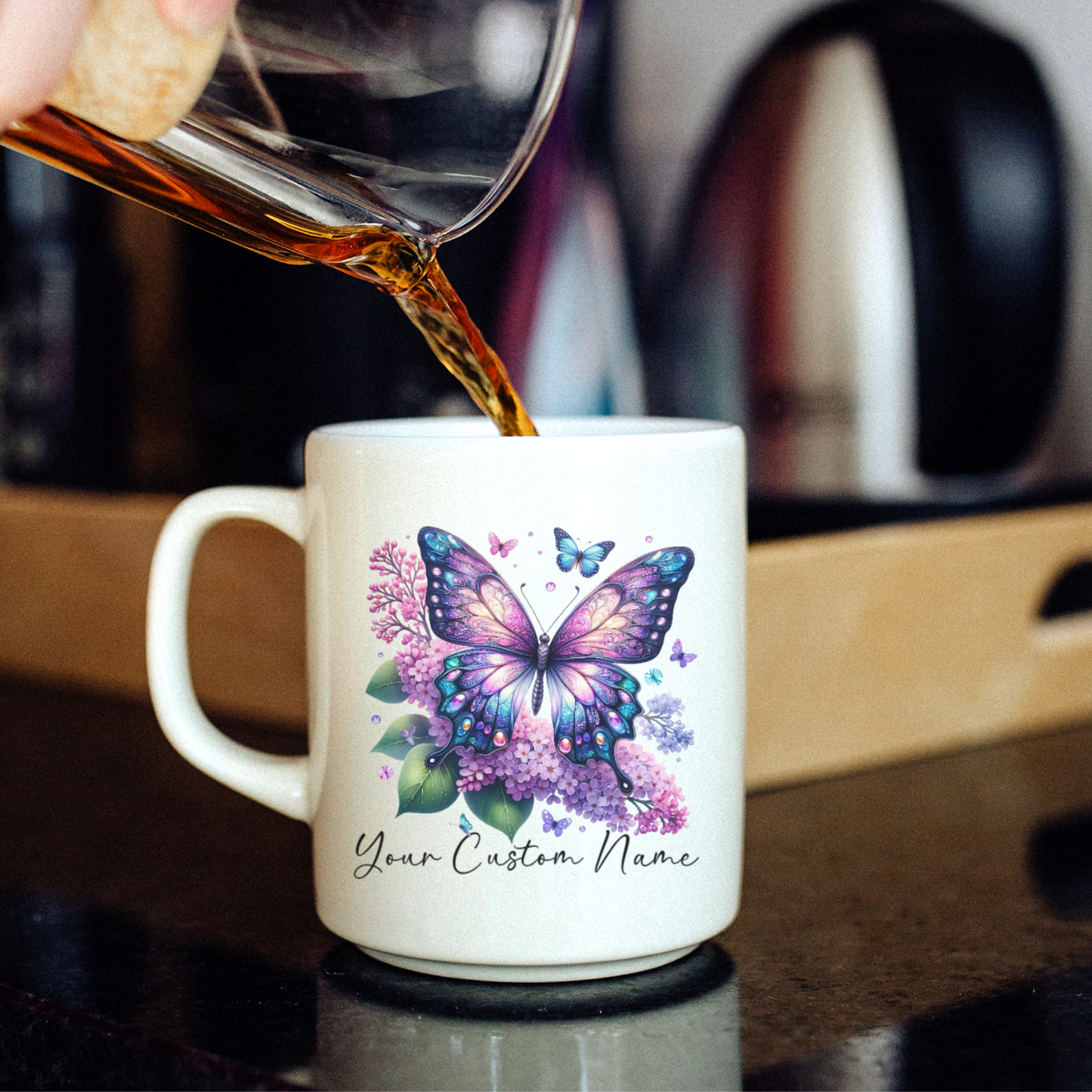 Personalized Lilac Butterfly Mug – Custom 11oz Butterfly Design – Perfect for Women – Microwave & Dishwasher Safe – Multiple Colors