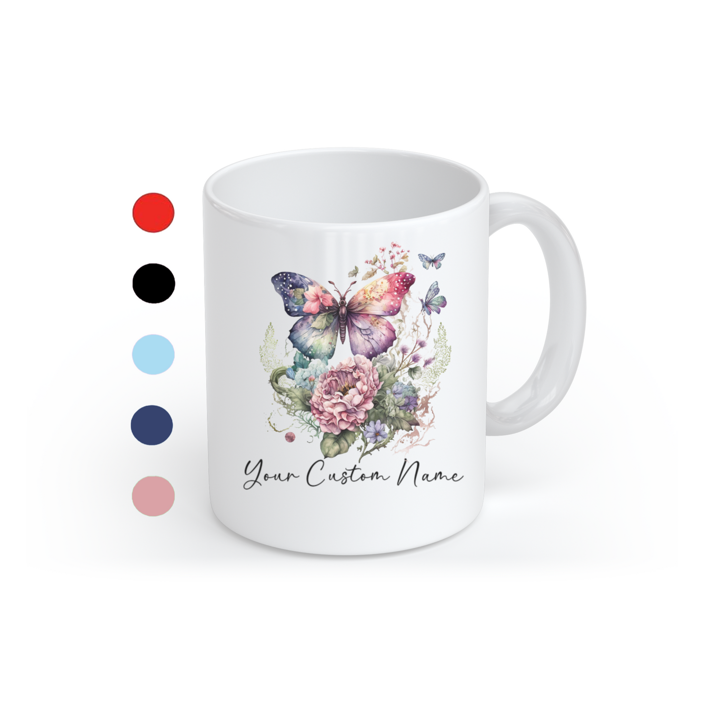 Personalized Floral Butterfly Mug – Custom 11oz Butterfly Design – Gift for Butterfly Lovers Mom Sister Friend - Microwave & Dishwasher Safe