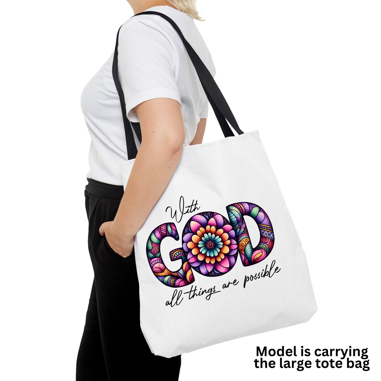 God Tote Bag, Religious Gift, Christian Tote Bag, Church Bag, Everyday Cute Tote Bag, Reusable Bag Gift for Christian Mom Sister Friend,