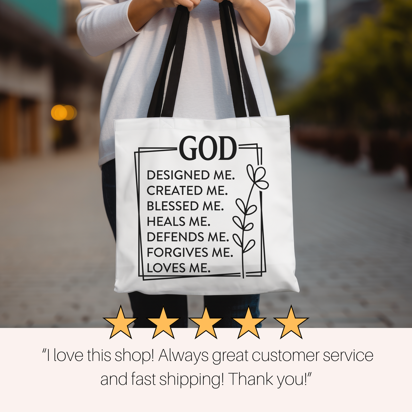 Gift ToteBag, Scripture Gift, Christian Tote Bag, Church Bag, Everyday Cute Tote Bag, Reusable Bag Gift for Christian Mom Sister Friend, Religious Gift