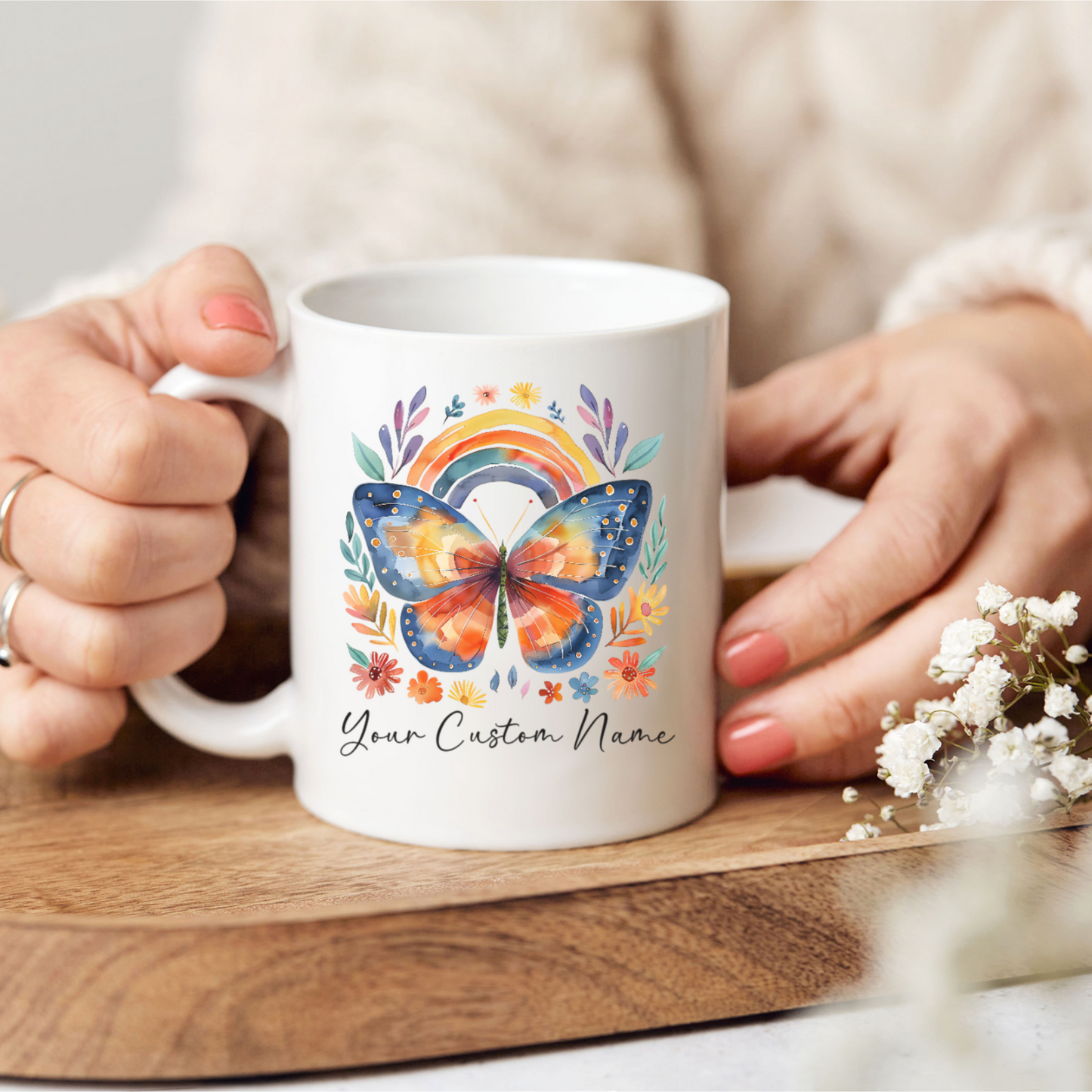 Personalized Butterfly Coffee Cup, Butterfly Mug, Custom Name Coffee Mug, Butterfly Lover Gifts, Boho Mug