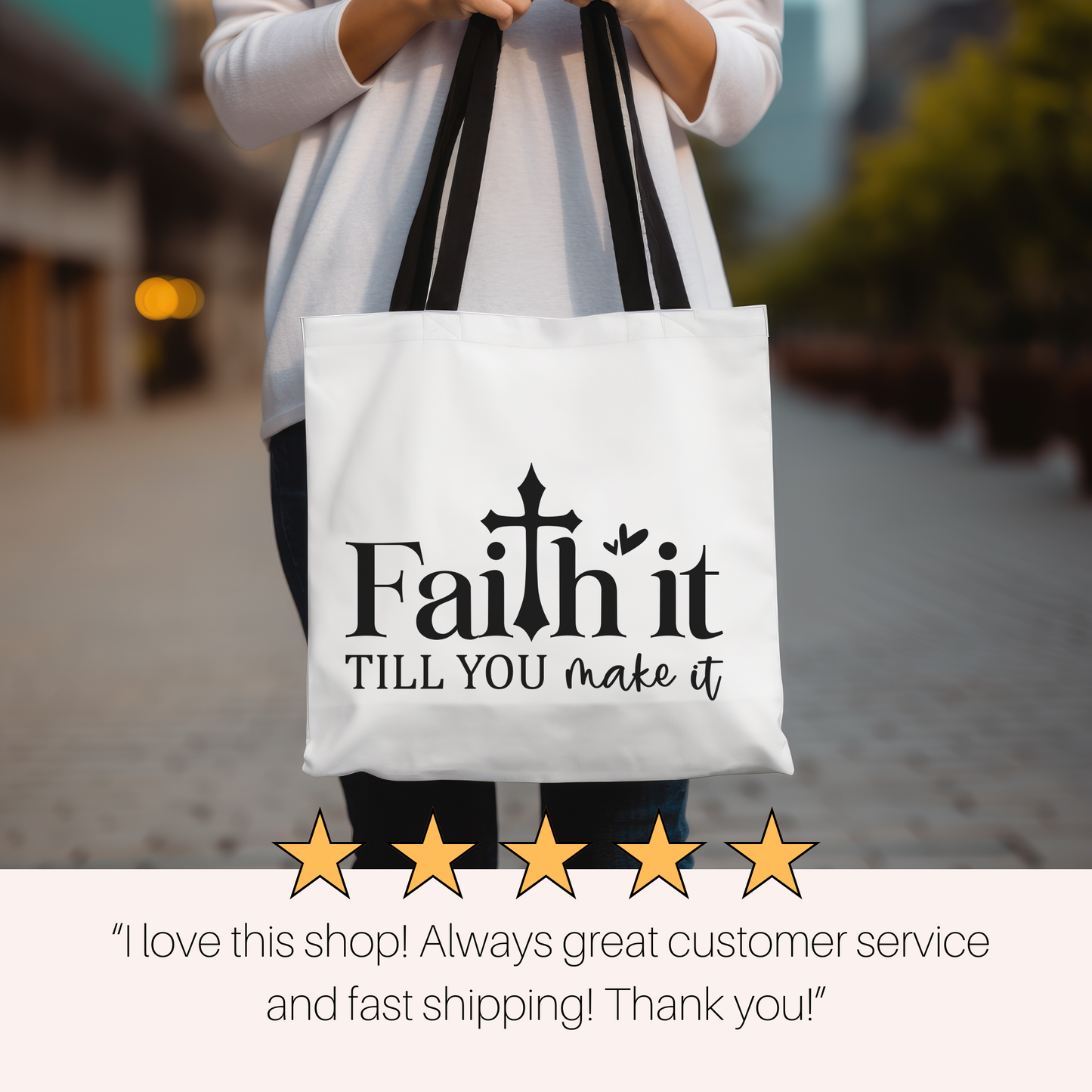 Faith Tote Bag, Scripture Gift, Christian Tote Bag, Church Bag, Everyday Cute Tote Bag, Reusable Bag Gift for Christian Mom Sister Friend,