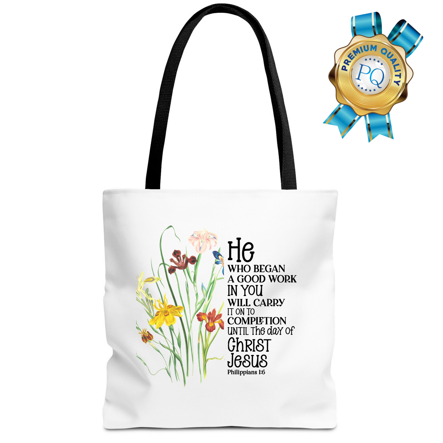 Floral Tote Bag, Scripture Gift, Christian Tote Bag, Church Bag, Everyday Cute Tote Bag, Reusable Bag Gift for Christian Mom Sister Friend