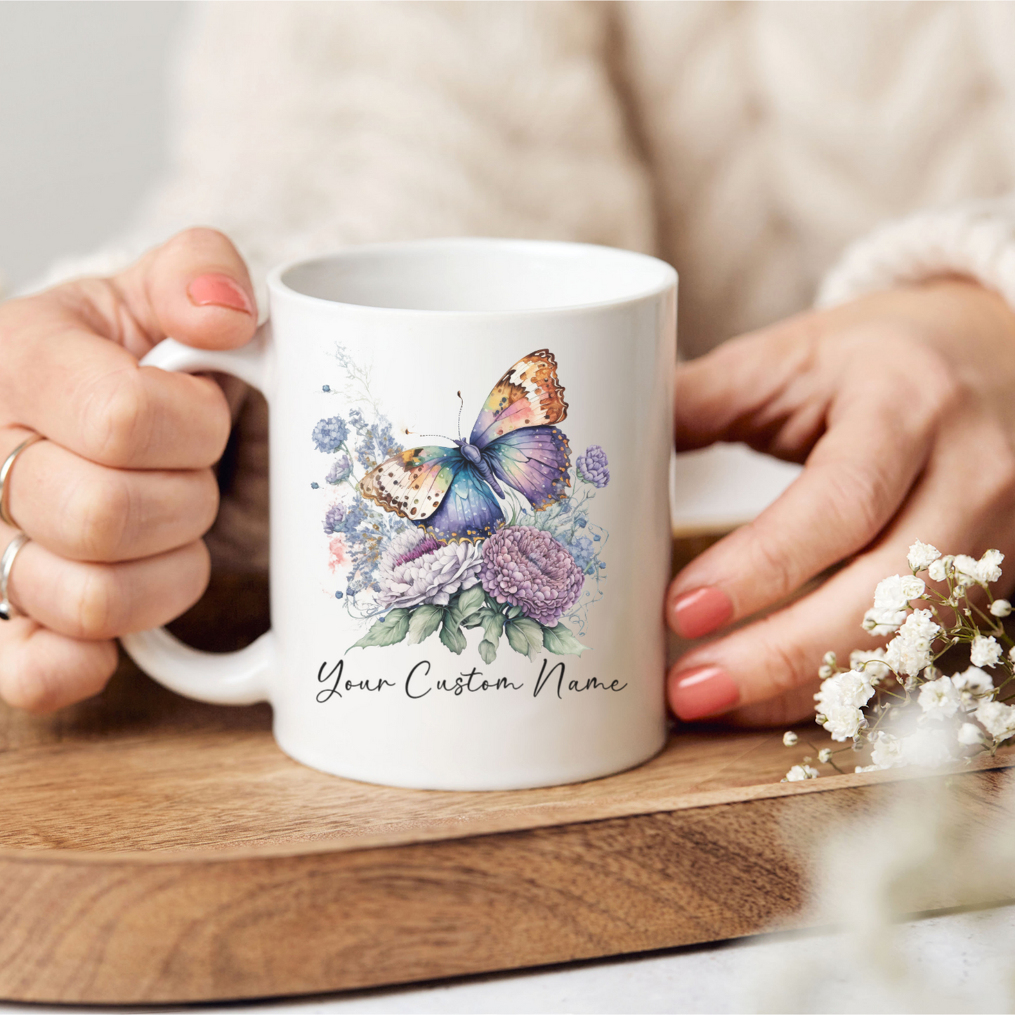 Personalized Butterfly Coffee Cup - Custom Name Coffee Mug - Butterfly Mug - Butterfly Gift for Women - Butterfly Lover Gifts, Butterflies