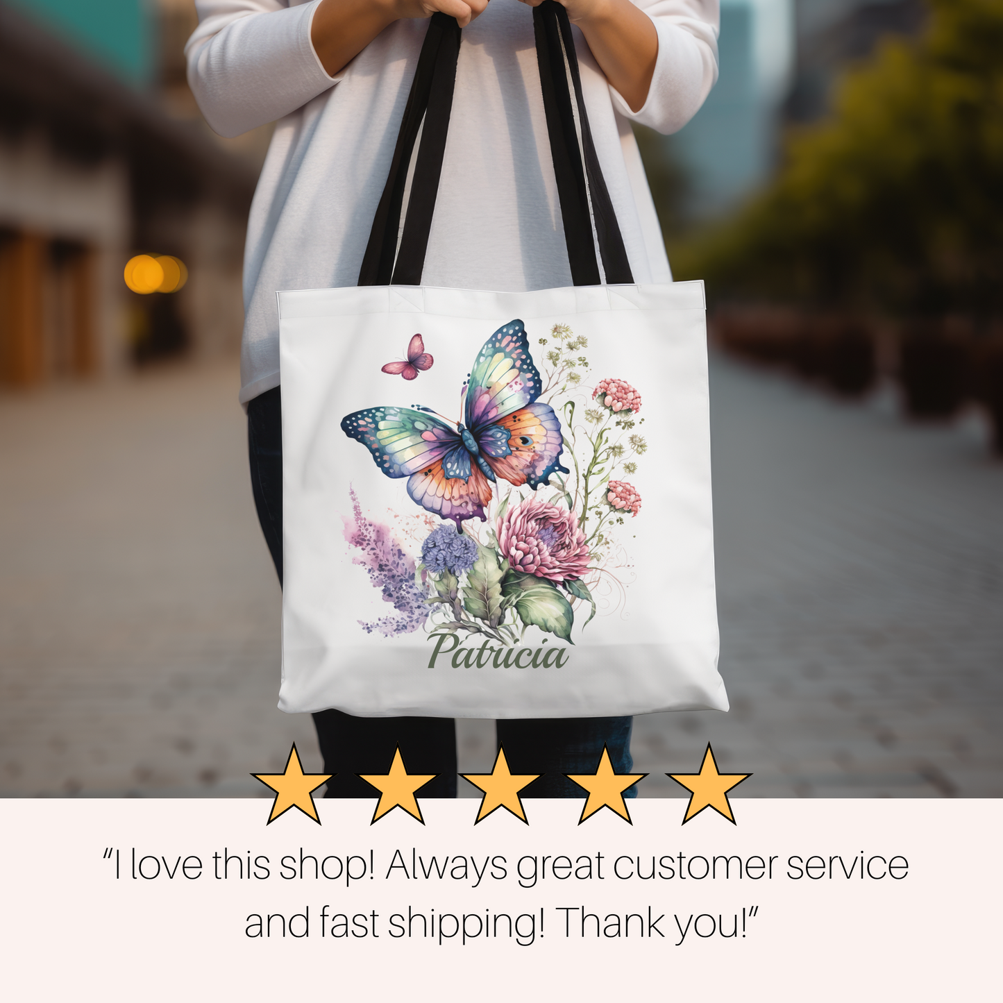 Butterfly Gifts for Women, Butterfly Tote Bag, Custom Totebag Gift for Mom Bridesmaids, Best Friend, Butterfly Lover Gifts