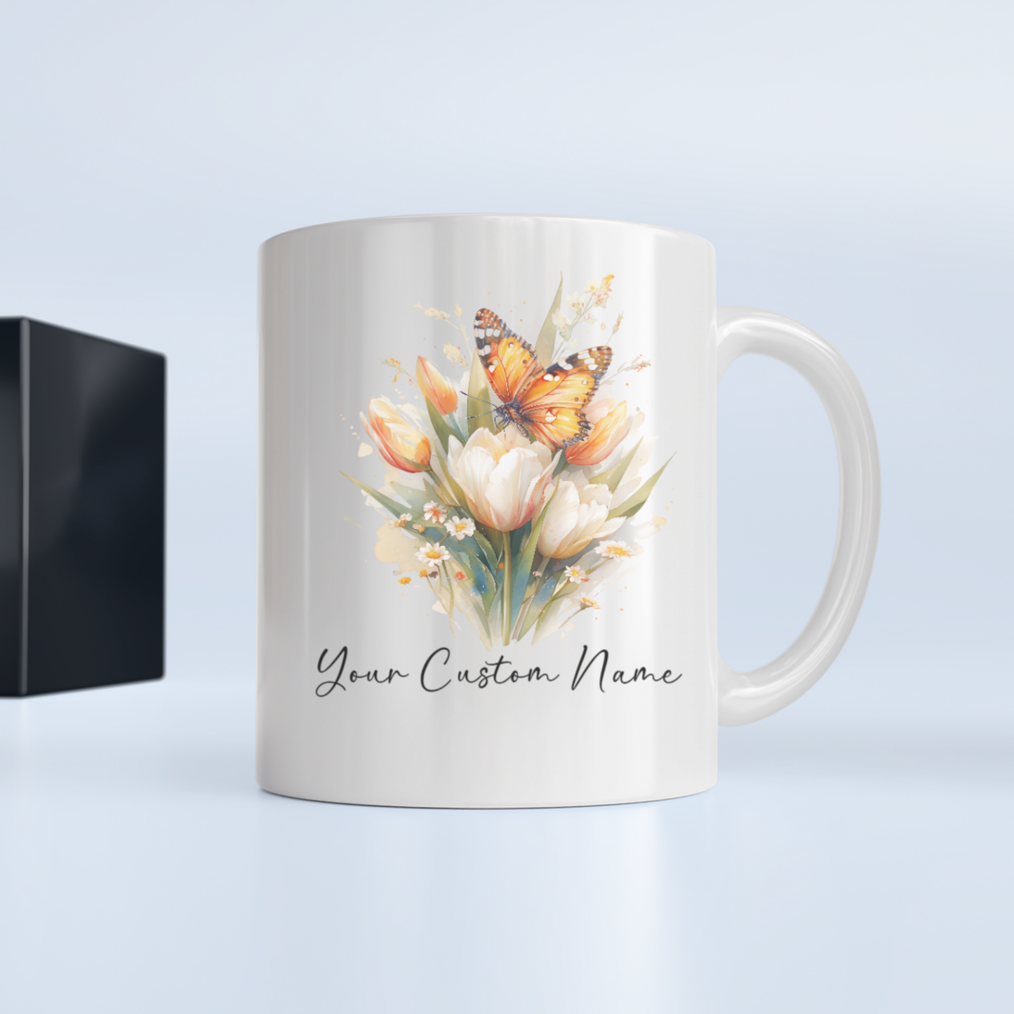 Personalized Orange Butterfly Mug – Custom 11oz Butterfly Design – Perfect for Women – Microwave & Dishwasher Safe – Multiple Colors