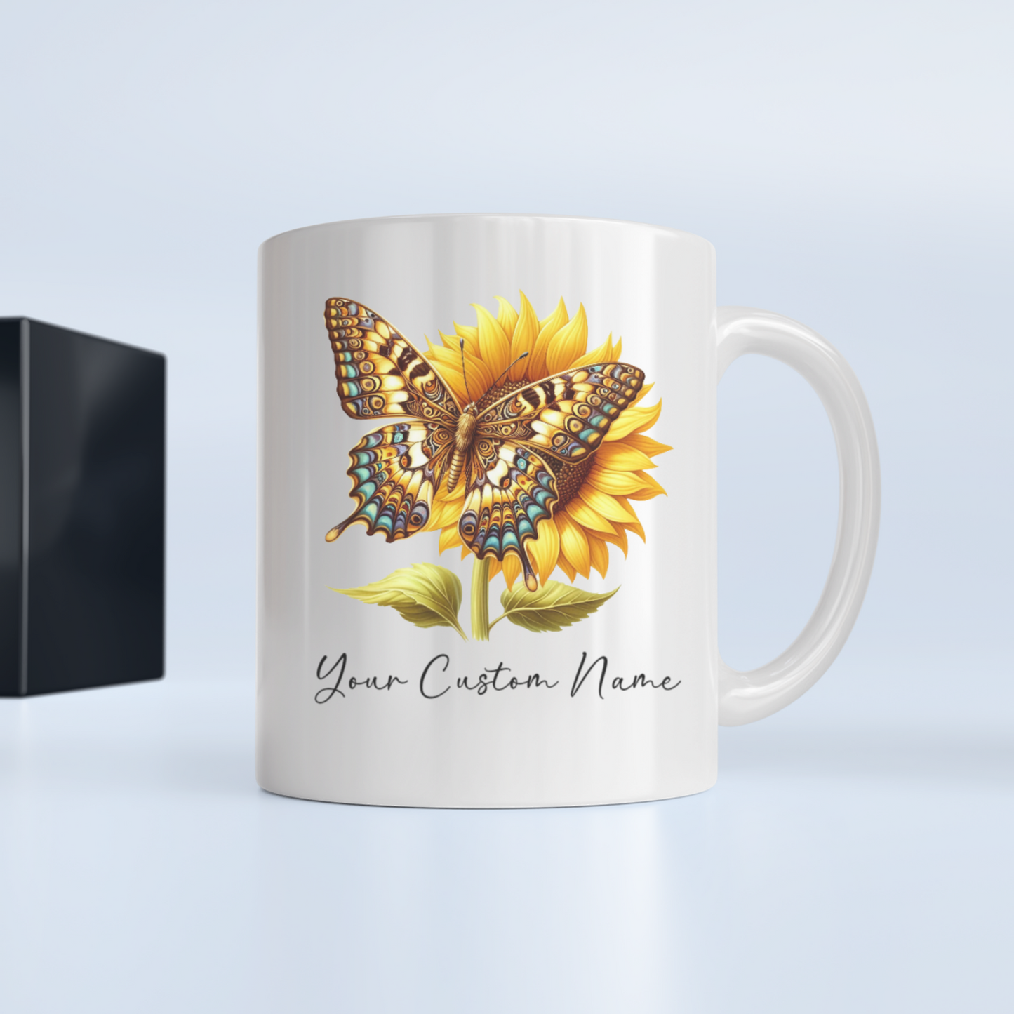 Custom Name Coffee Mug - Personalized Butterfly Coffee Cup - Personalized Sunflower Butterfly Mug  - Butterfly Gift for Women - Butterfly Lover Gifts, Butterflies