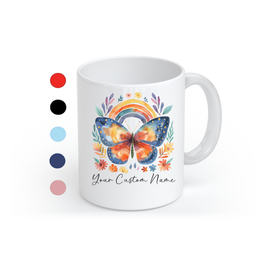 Personalized Butterfly Coffee Cup, Butterfly Mug, Custom Name Coffee Mug, Butterfly Lover Gifts, Boho Mug