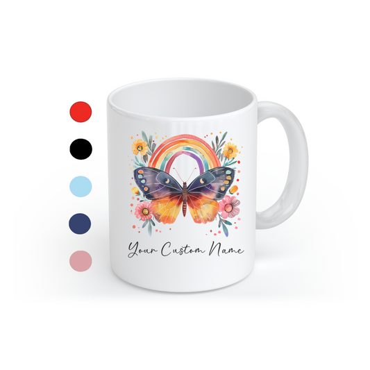 Butterfly Gift for Women - Personalized Butterfly Coffee Cup - Custom Name Coffee Mug - Personalized Rainbow Butterfly Mug – Custom Coffee Mug with Name