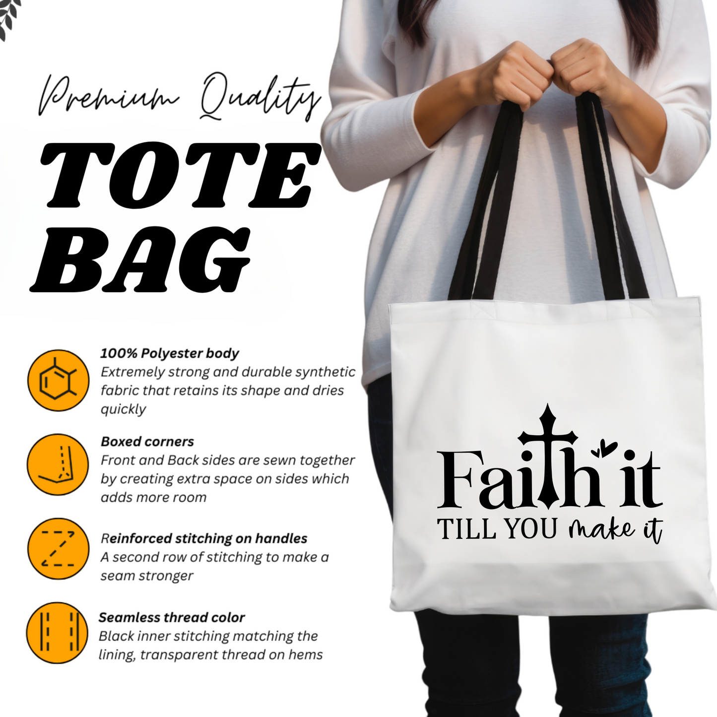 Faith Tote Bag, Scripture Gift, Christian Tote Bag, Church Bag, Everyday Cute Tote Bag, Reusable Bag Gift for Christian Mom Sister Friend,