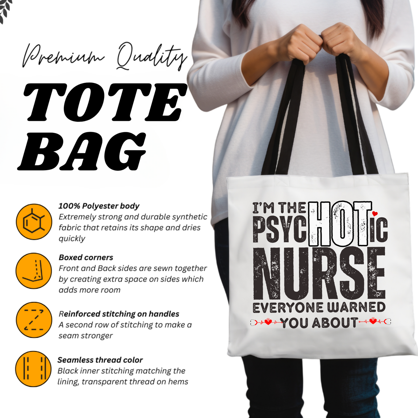 Nurse Tote Bag, Gift for Nurse Graduation or Nurse Appreciation, Custom Tote Bag – A Great Gift for Favorite Snarky Nurse, Cute Nurse Gift