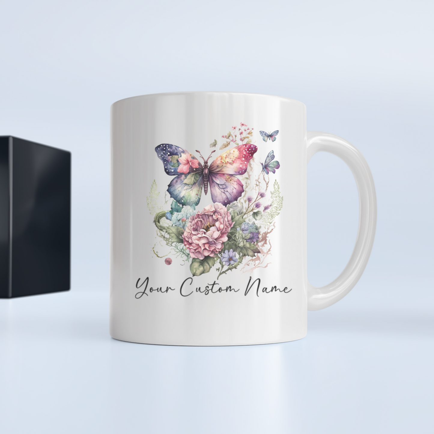 Personalized Floral Butterfly Mug – Custom 11oz Butterfly Design – Gift for Butterfly Lovers Mom Sister Friend - Microwave & Dishwasher Safe