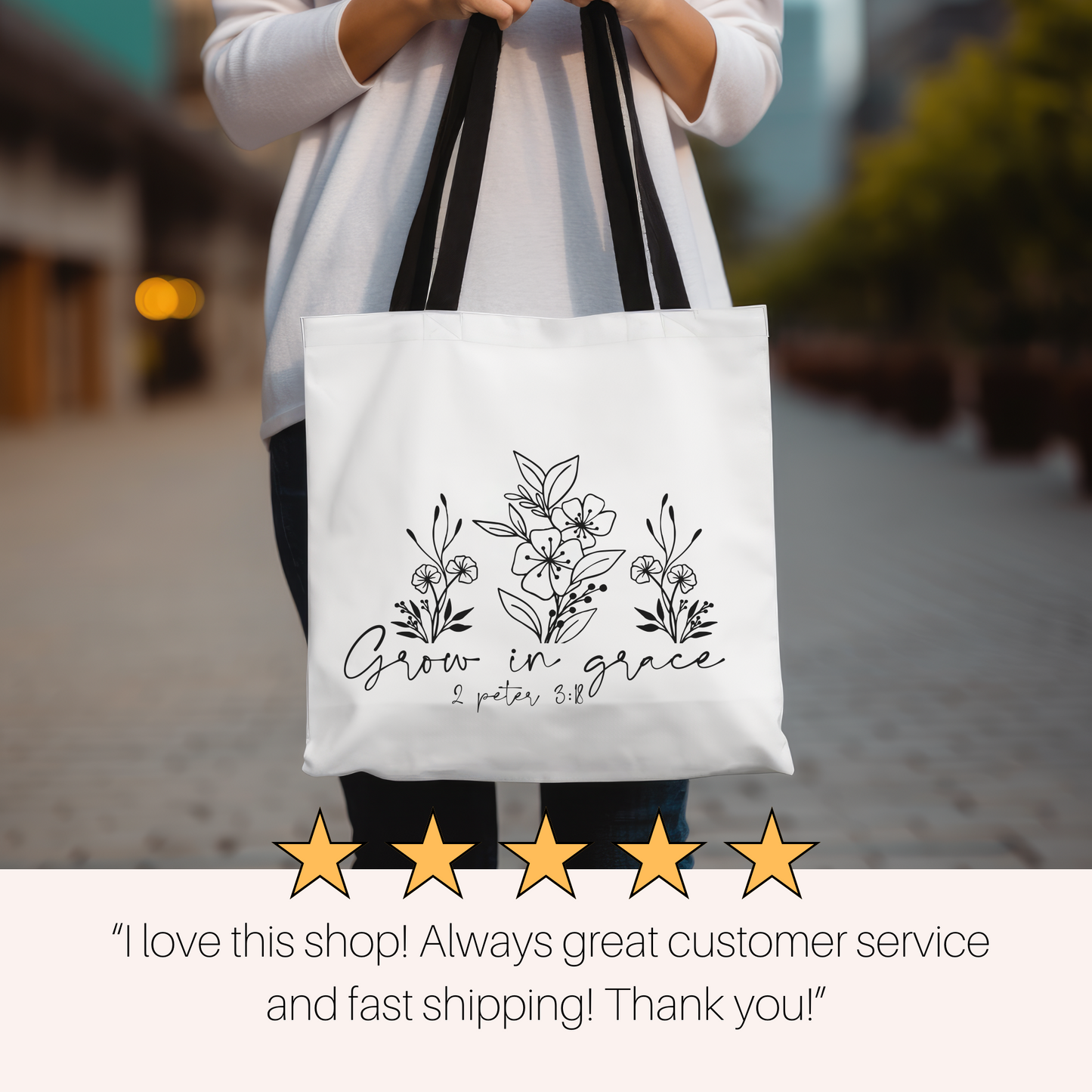 Christian Tote Bag, Faith Tote Bag, Scripture Gift, Church Bag, Everyday Cute Tote Bag, Reusable Bag Gift for Christian Mom Sister Friend