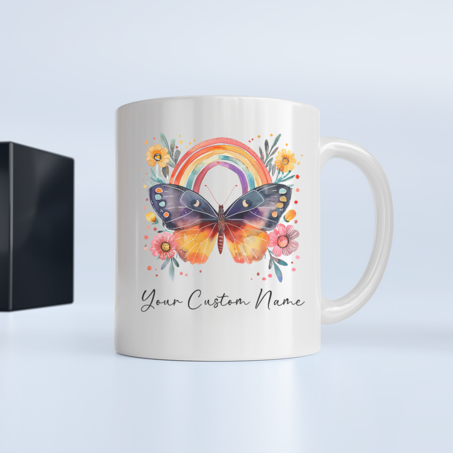 Butterfly Gift for Women - Personalized Butterfly Coffee Cup - Custom Name Coffee Mug - Personalized Rainbow Butterfly Mug – Custom Coffee Mug with Name