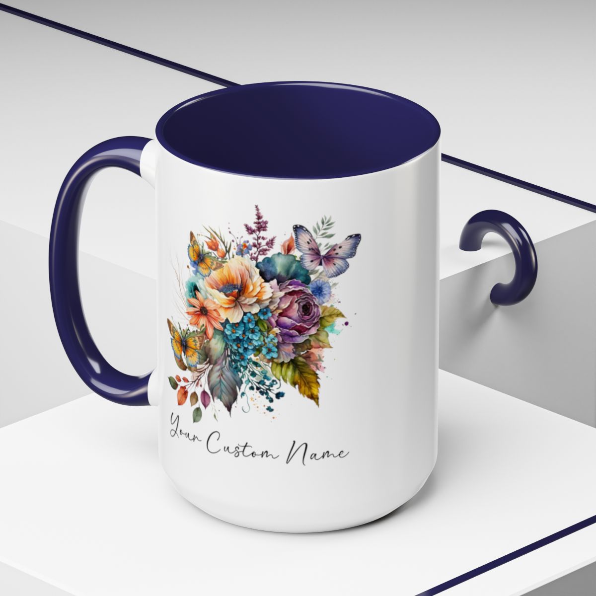 Personalized Floral Butterfly Mug – Custom 11oz Butterfly Design – Perfect for Women – Microwave & Dishwasher Safe – Multiple Colors