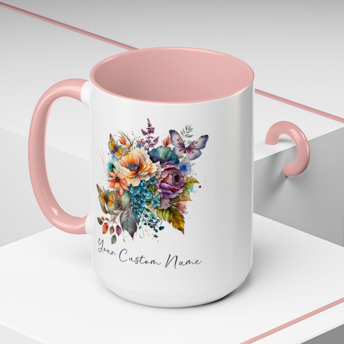 Personalized Floral Butterfly Mug – Custom 11oz Butterfly Design – Perfect for Women – Microwave & Dishwasher Safe – Multiple Colors