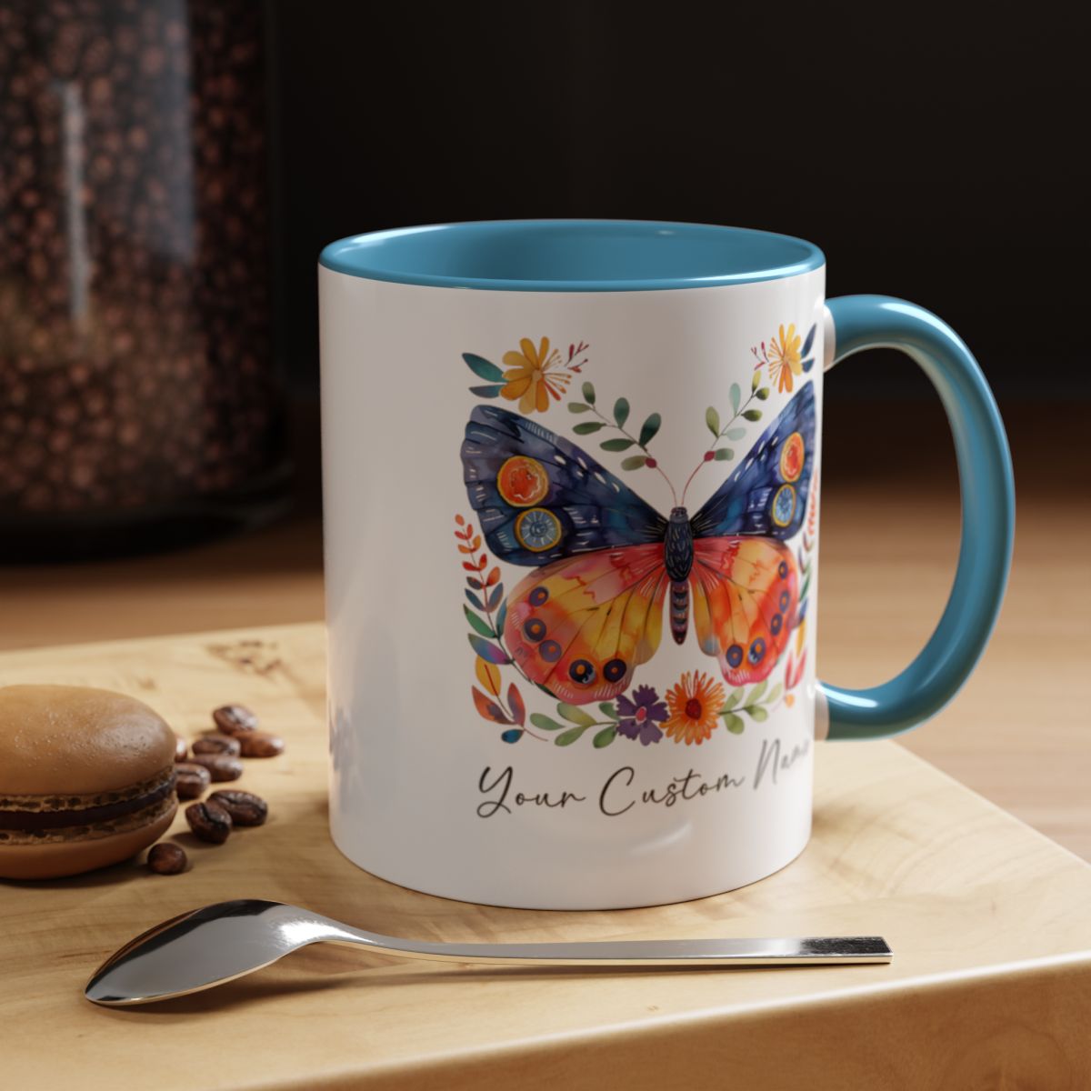 ustom Butterfly Coffee Mug with Floral Design - Personalized Nature Lover Gift - Unique Coffee Cup for Women - 11oz Ceramic Cup