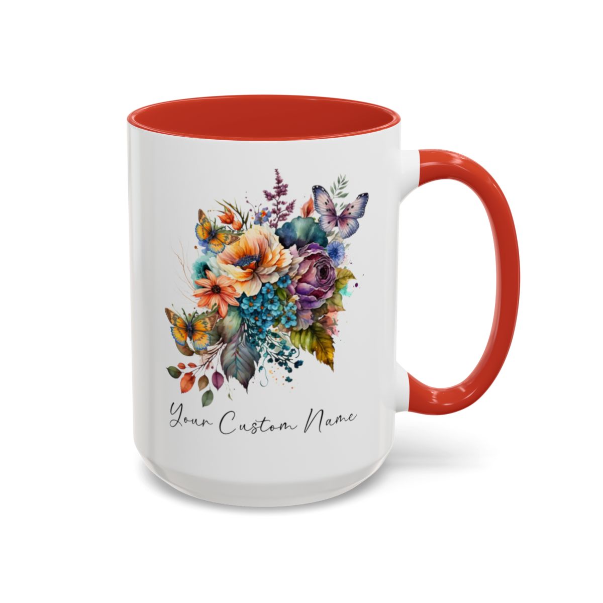 Personalized Floral Butterfly Mug – Custom 11oz Butterfly Design – Perfect for Women – Microwave & Dishwasher Safe – Multiple Colors