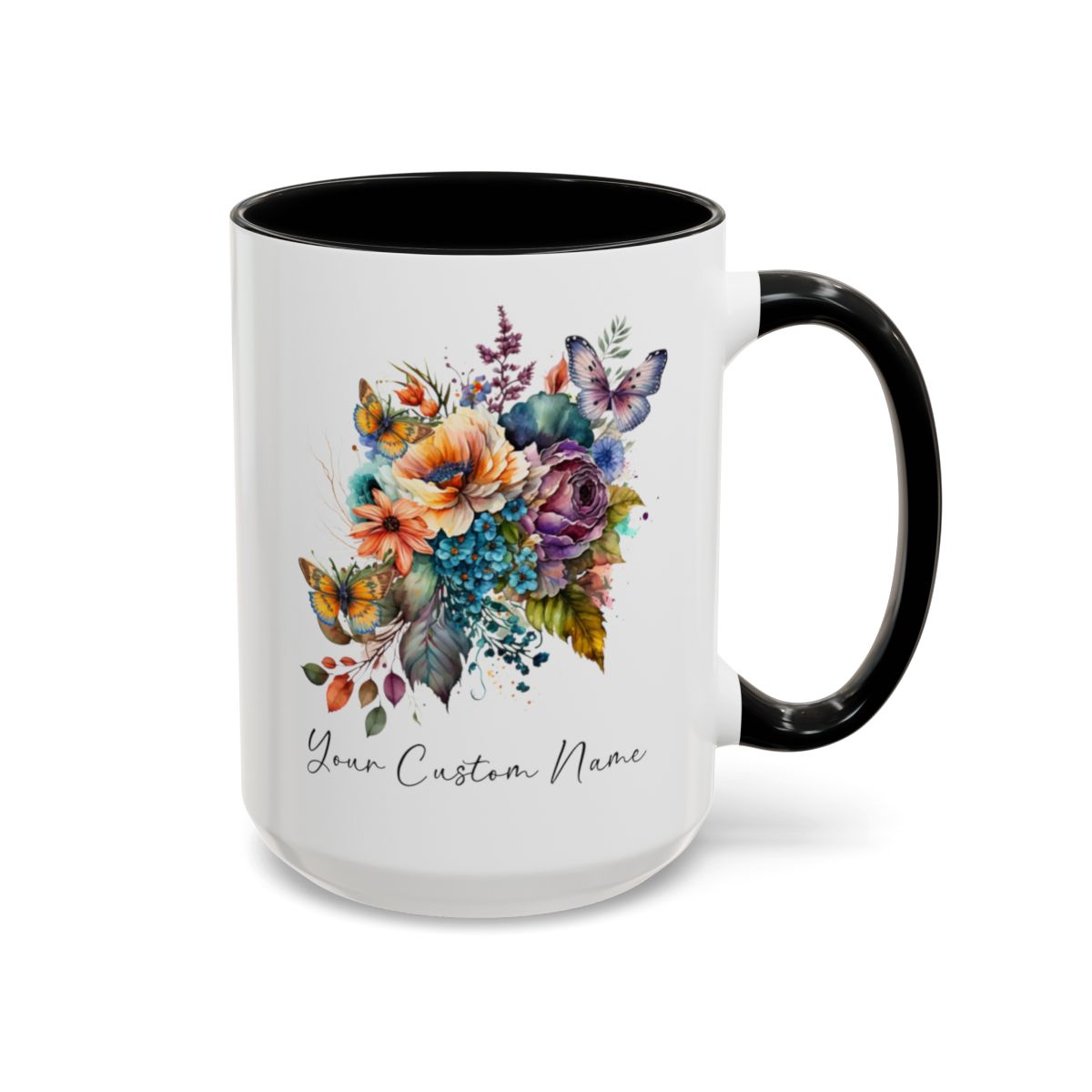 Personalized Floral Butterfly Mug – Custom 11oz Butterfly Design – Perfect for Women – Microwave & Dishwasher Safe – Multiple Colors