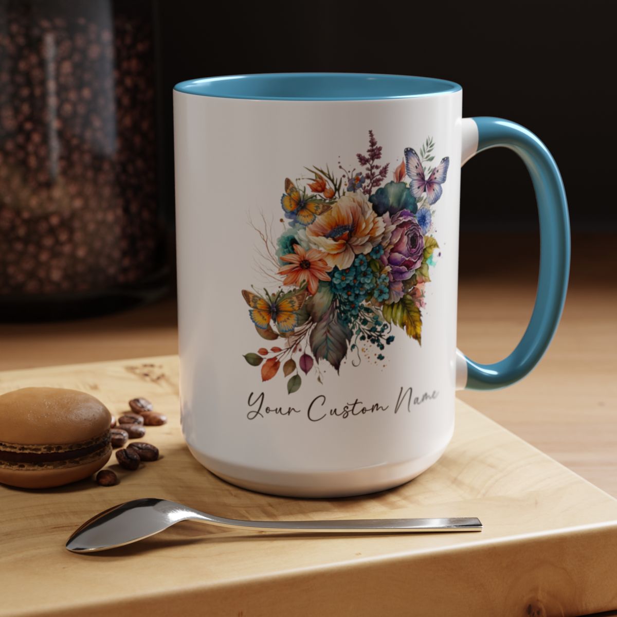 Personalized Floral Butterfly Mug – Custom 11oz Butterfly Design – Perfect for Women – Microwave & Dishwasher Safe – Multiple Colors