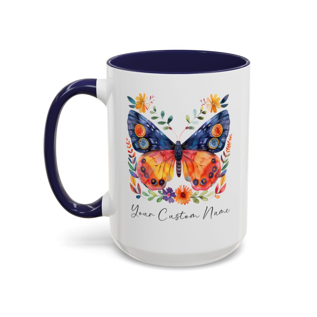 ustom Butterfly Coffee Mug with Floral Design - Personalized Nature Lover Gift - Unique Coffee Cup for Women - 11oz Ceramic Cup