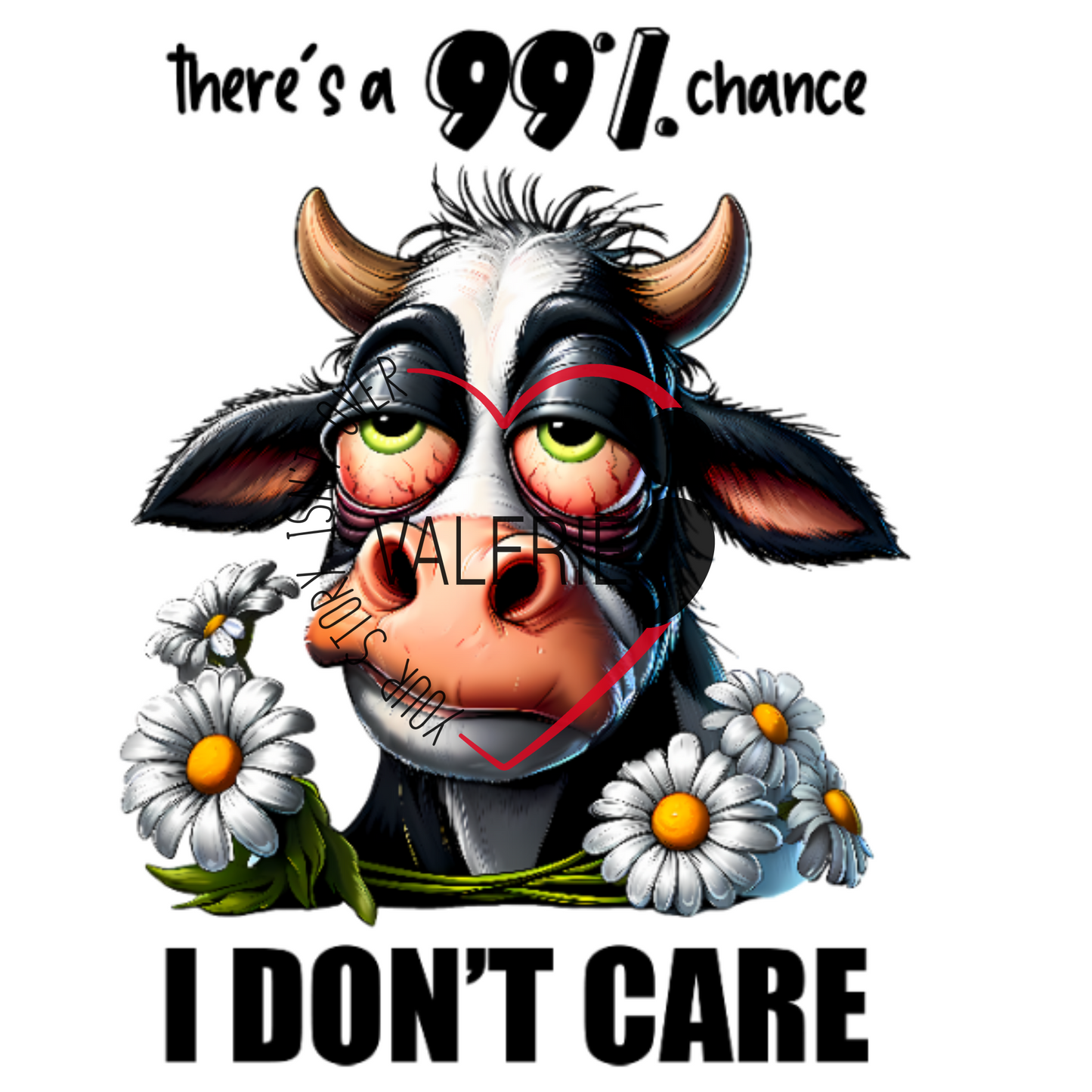 Cow Mug with "There's a 99% Chance I Don't Care" - Cute and Funny 11oz Ceramic Coffee Cup for Cow Lovers