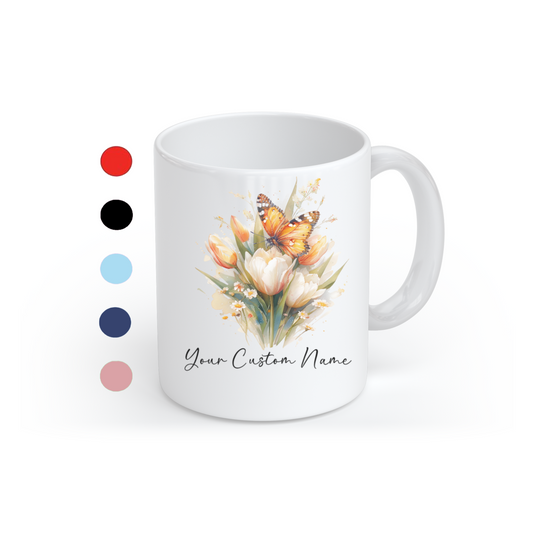 Personalized Orange Butterfly Mug – Custom 11oz Butterfly Design – Perfect for Women – Microwave & Dishwasher Safe – Multiple Colors