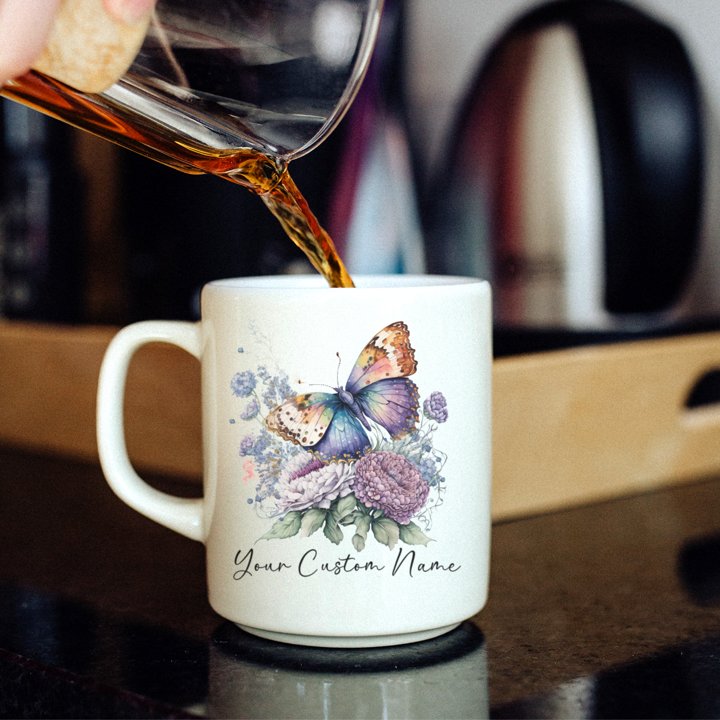 Personalized Butterfly Coffee Cup - Custom Name Coffee Mug - Butterfly Mug - Butterfly Gift for Women - Butterfly Lover Gifts, Butterflies