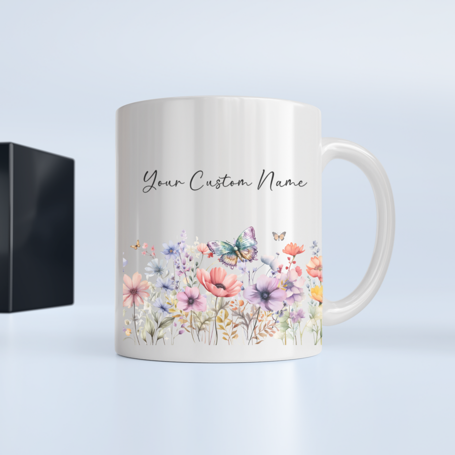 Custom Butterfly Coffee Mug – 11oz Personalized Coffee Mug with Name – Colorful Butterfly & Floral Design Gift for Mom Sister Friend