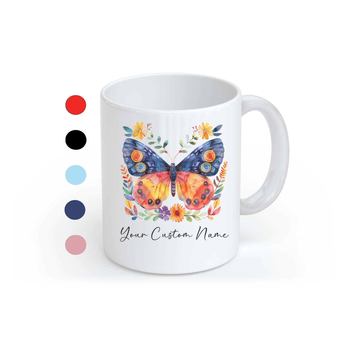 ustom Butterfly Coffee Mug with Floral Design - Personalized Nature Lover Gift - Unique Coffee Cup for Women - 11oz Ceramic Cup