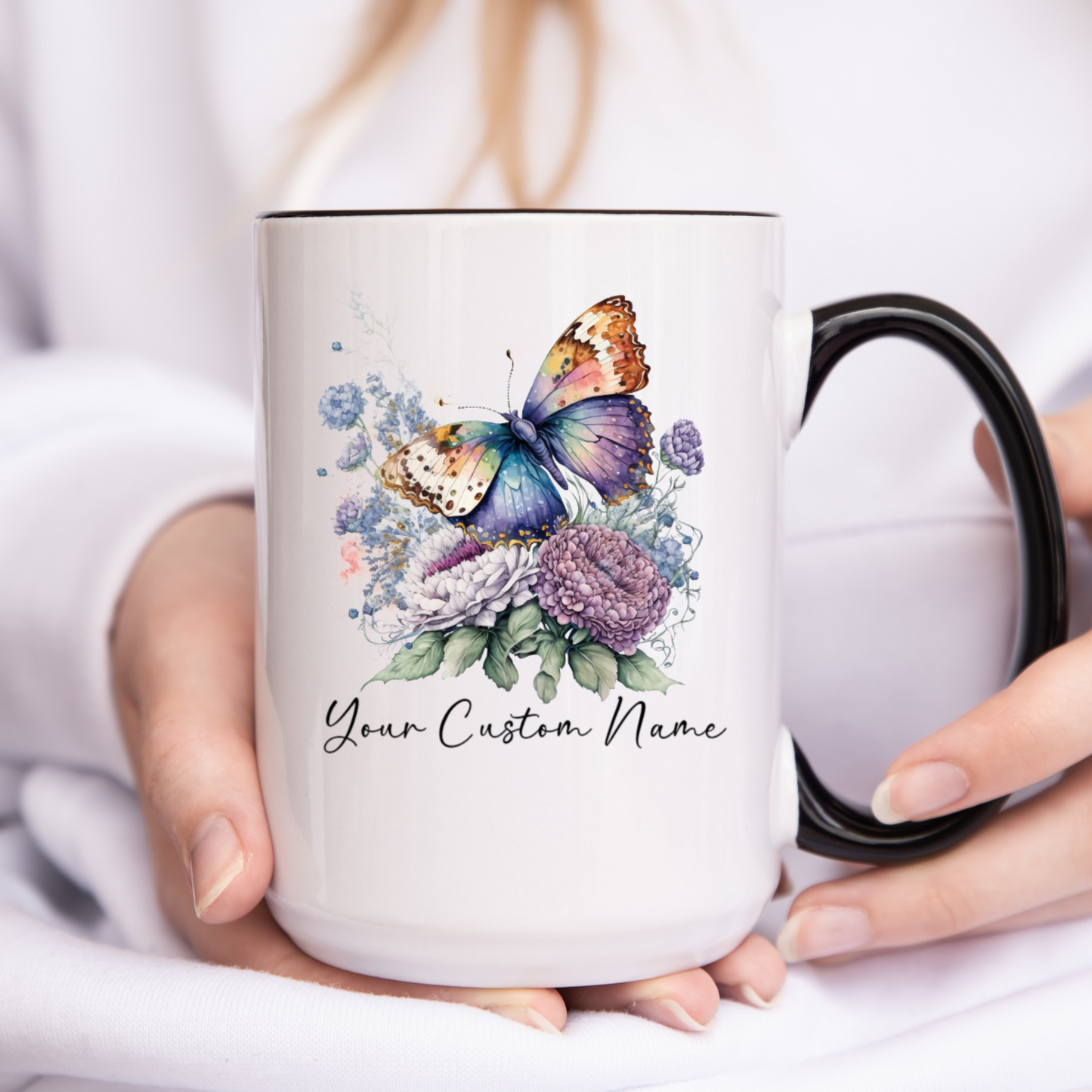 Personalized Butterfly Coffee Cup - Custom Name Coffee Mug - Butterfly Mug - Butterfly Gift for Women - Butterfly Lover Gifts, Butterflies