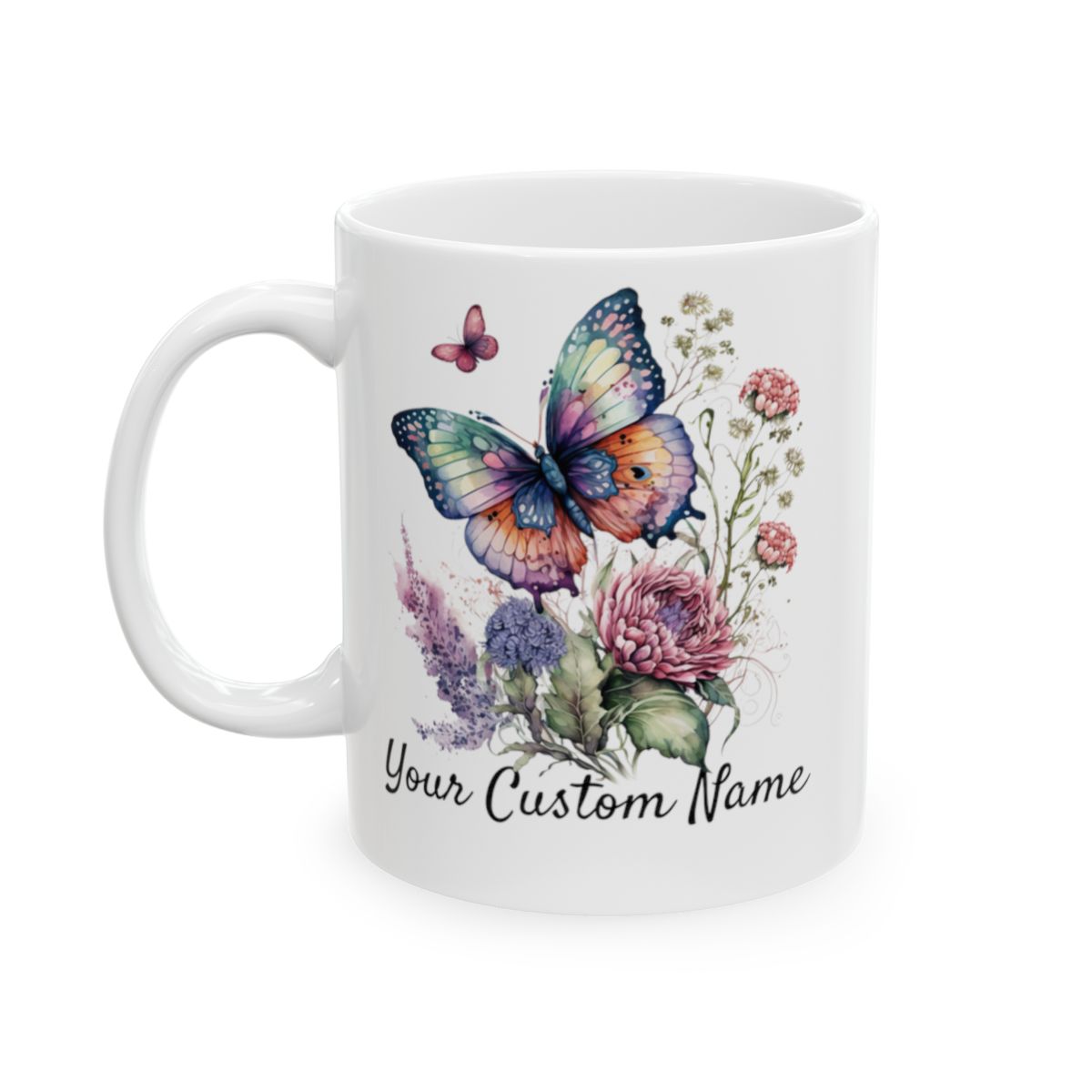 Personalized Gift Mug - Personalized Vibrant Butterfly Mug – 11oz Custom Butterfly Coffee Mug with Name - Floral Coffe Mug - Butterfly Lover Gift