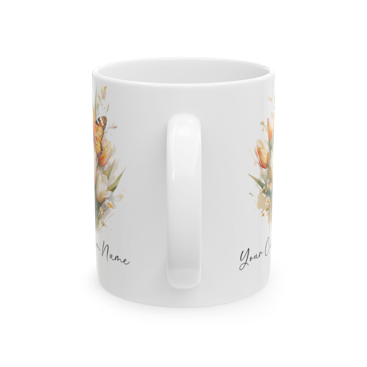 Personalized Orange Butterfly Mug – Custom 11oz Butterfly Design – Perfect for Women – Microwave & Dishwasher Safe – Multiple Colors