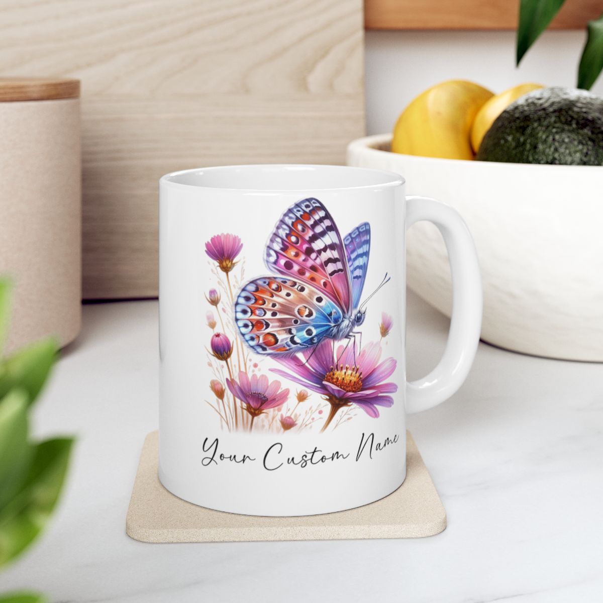 Butterfly Lover Gift, Butterfly Mug, Personalized Cosmos Butterfly Mug, Butterfly Gift for Women,Personalized Butterfly Coffee Cup, Custom Name Coffee Mug