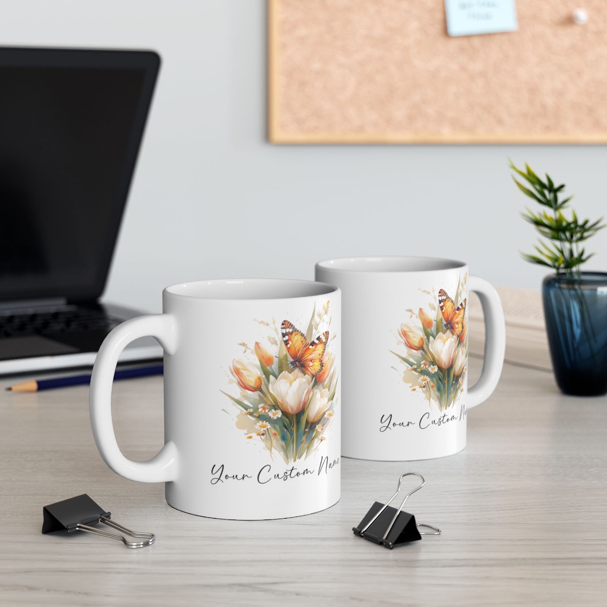 Personalized Orange Butterfly Mug – Custom 11oz Butterfly Design – Perfect for Women – Microwave & Dishwasher Safe – Multiple Colors