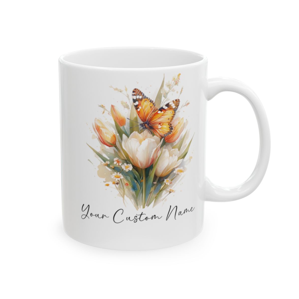 Personalized Orange Butterfly Mug – Custom 11oz Butterfly Design – Perfect for Women – Microwave & Dishwasher Safe – Multiple Colors