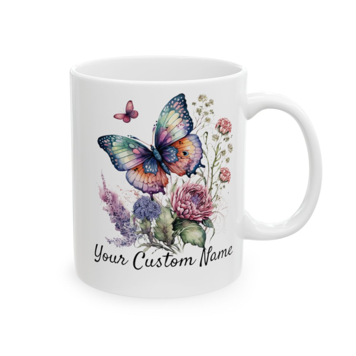 Personalized Gift Mug - Personalized Vibrant Butterfly Mug – 11oz Custom Butterfly Coffee Mug with Name - Floral Coffe Mug - Butterfly Lover Gift