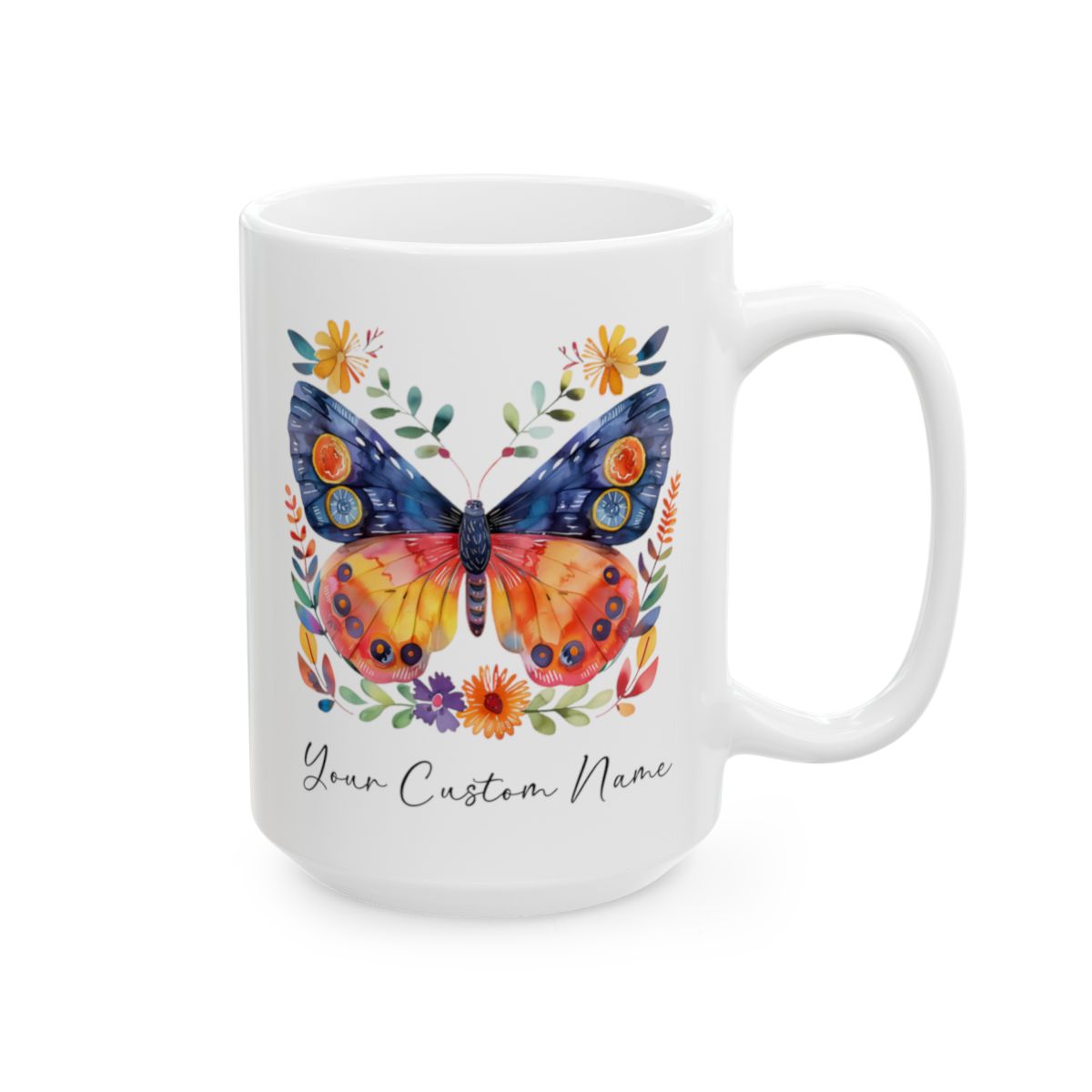 ustom Butterfly Coffee Mug with Floral Design - Personalized Nature Lover Gift - Unique Coffee Cup for Women - 11oz Ceramic Cup