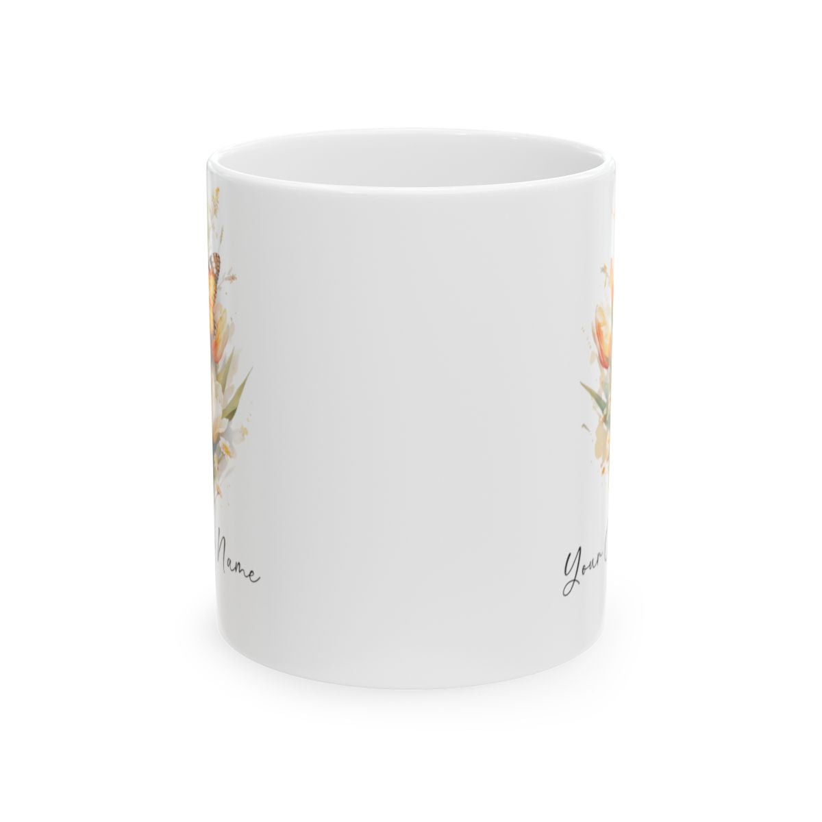 Personalized Orange Butterfly Mug – Custom 11oz Butterfly Design – Perfect for Women – Microwave & Dishwasher Safe – Multiple Colors