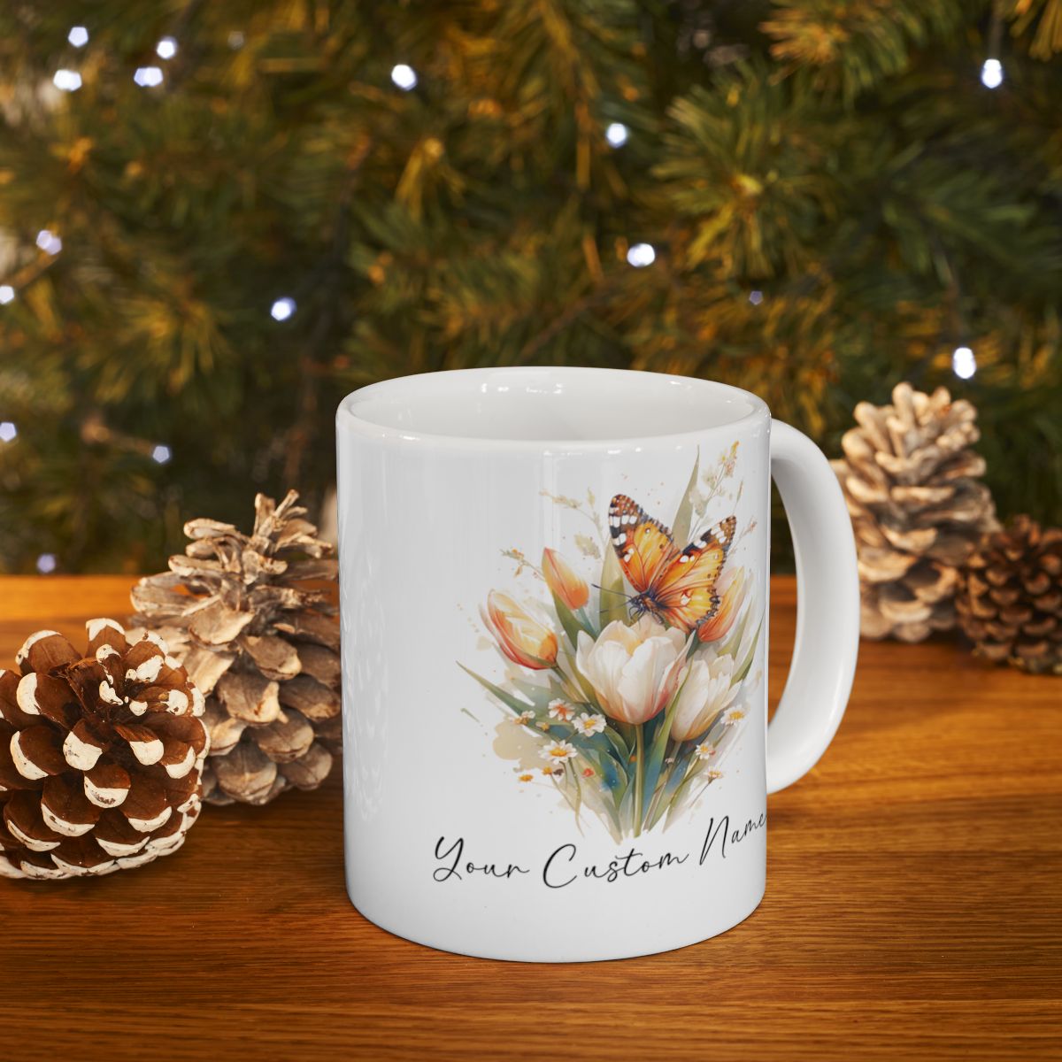 Personalized Orange Butterfly Mug – Custom 11oz Butterfly Design – Perfect for Women – Microwave & Dishwasher Safe – Multiple Colors