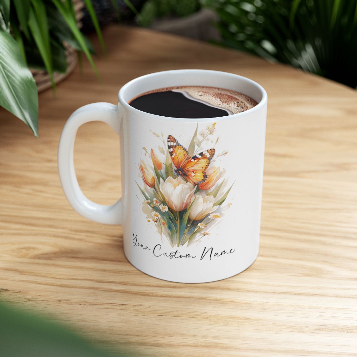 Personalized Orange Butterfly Mug – Custom 11oz Butterfly Design – Perfect for Women – Microwave & Dishwasher Safe – Multiple Colors