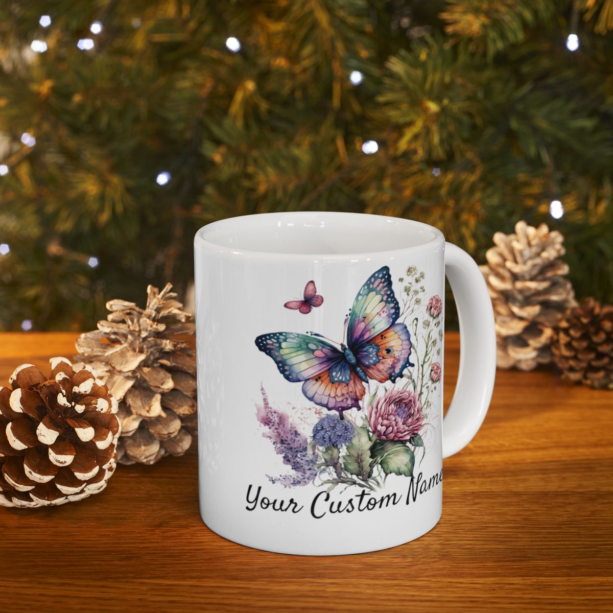 Personalized Gift Mug - Personalized Vibrant Butterfly Mug – 11oz Custom Butterfly Coffee Mug with Name - Floral Coffe Mug - Butterfly Lover Gift