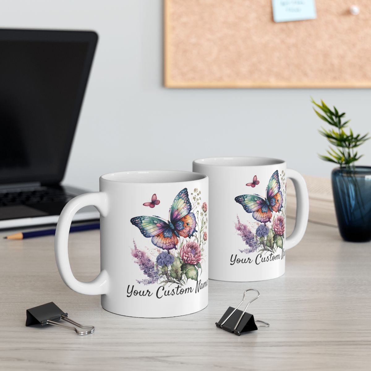 Personalized Gift Mug - Personalized Vibrant Butterfly Mug – 11oz Custom Butterfly Coffee Mug with Name - Floral Coffe Mug - Butterfly Lover Gift