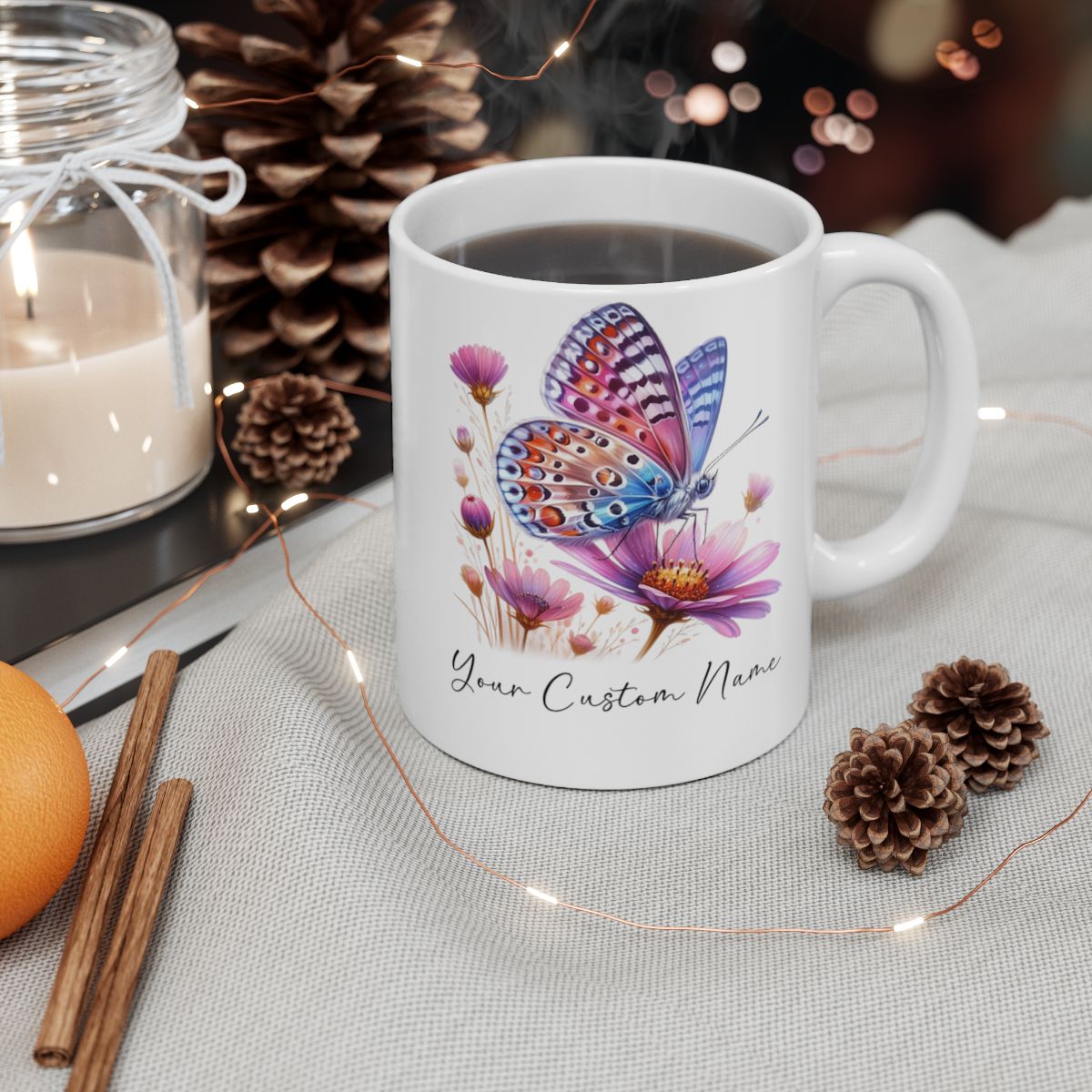 Butterfly Lover Gift, Butterfly Mug, Personalized Cosmos Butterfly Mug, Butterfly Gift for Women,Personalized Butterfly Coffee Cup, Custom Name Coffee Mug