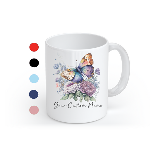 Personalized Butterfly Coffee Cup - Custom Name Coffee Mug - Butterfly Mug - Butterfly Gift for Women - Butterfly Lover Gifts, Butterflies