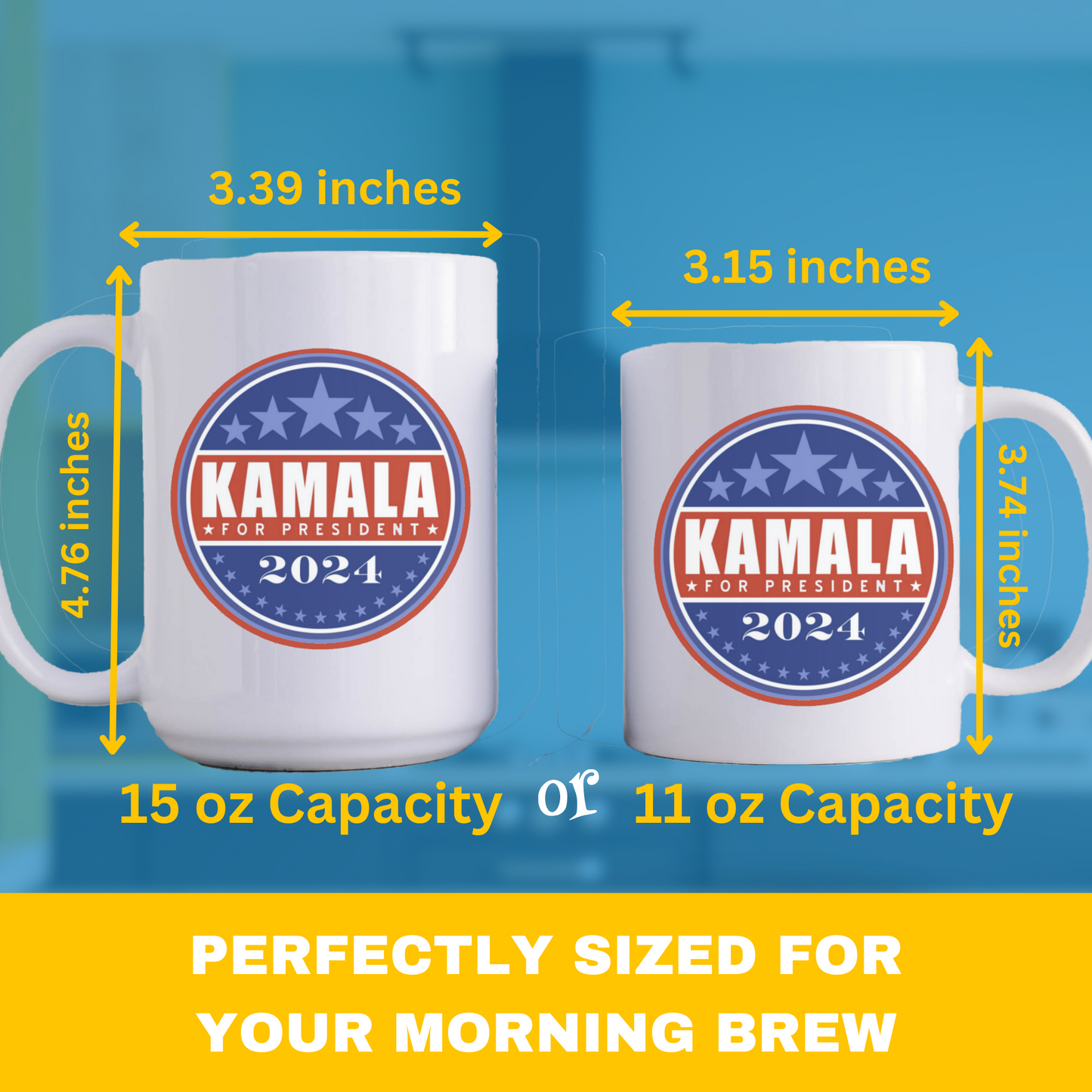 Kamala for President 2024 Mug - Patriotic Ceramic Coffee Cup - Supporter Gift - Vote for Kamala Harris